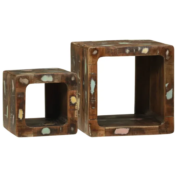 Unites TV 2 pcs Multicolore 36 x 30 x 36 cm Bois Recyclé Solide