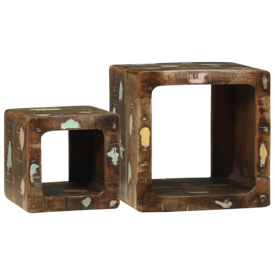 Unites TV 2 pcs Multicolore 36 x 30 x 36 cm Bois Recyclé Solide - 2