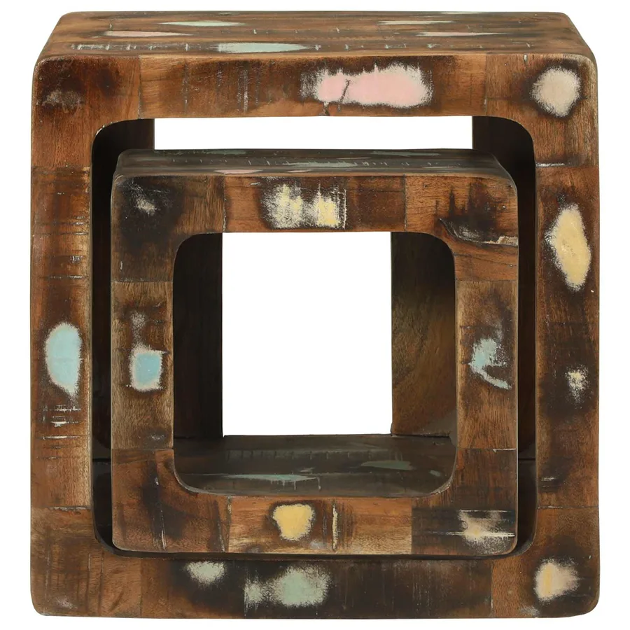 Unites TV 2 pcs Multicolore 36 x 30 x 36 cm Bois Recyclé Solide - 5