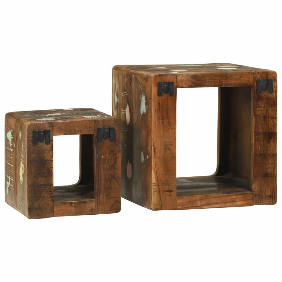 Unites TV 2 pcs Multicolore 36 x 30 x 36 cm Bois Recyclé Solide - 7