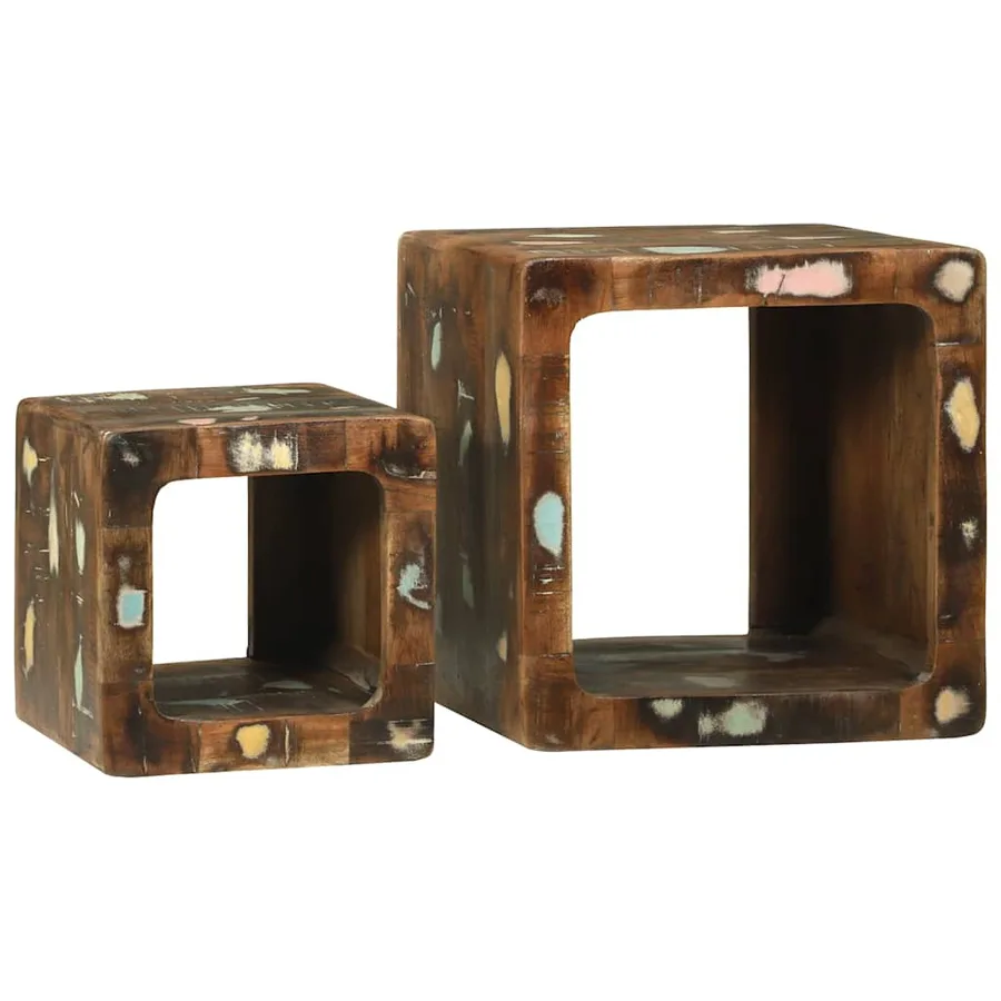 Unites TV 2 pcs Multicolore 36 x 30 x 36 cm Bois Recyclé Solide - 9