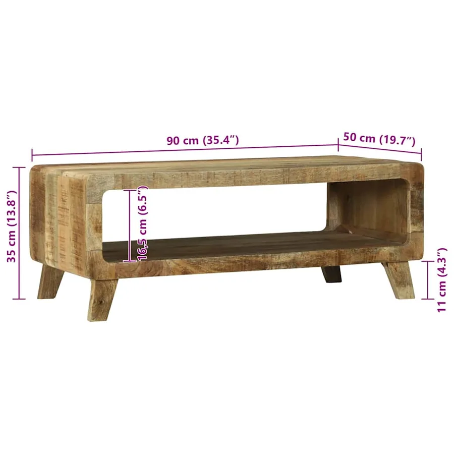 Table basse Marron 90 x 50 x 35 cm Bois de mangue massif - 10