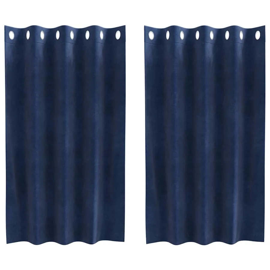 Rideaux occultants 2 pcs Bleu foncé 140 x 140 cm Velours - 2