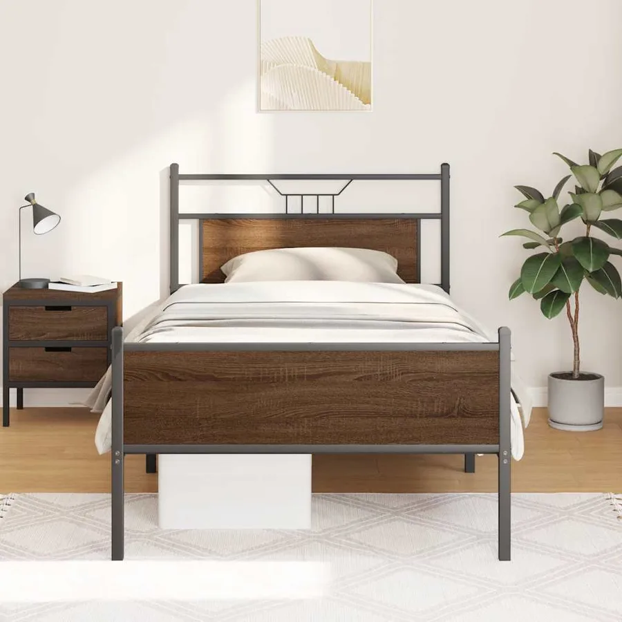 Cadre de lit sans matelas chêne marron 100x190 cm - 4