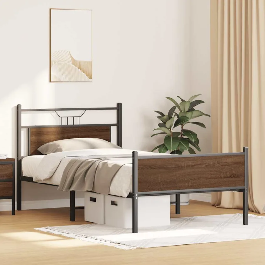 Cadre de lit sans matelas chêne marron 100x190 cm - 5