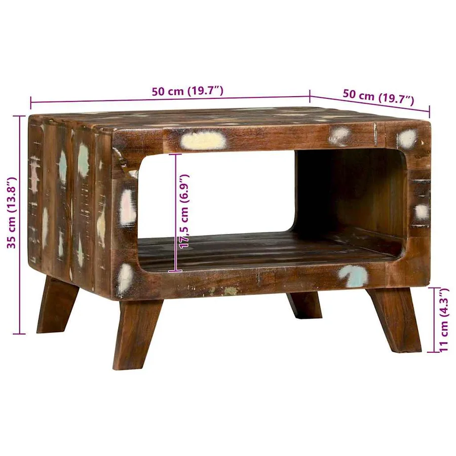 Table basse Multicolore 50 x 50 x 35 cm Bois Recyclé Solide - 10