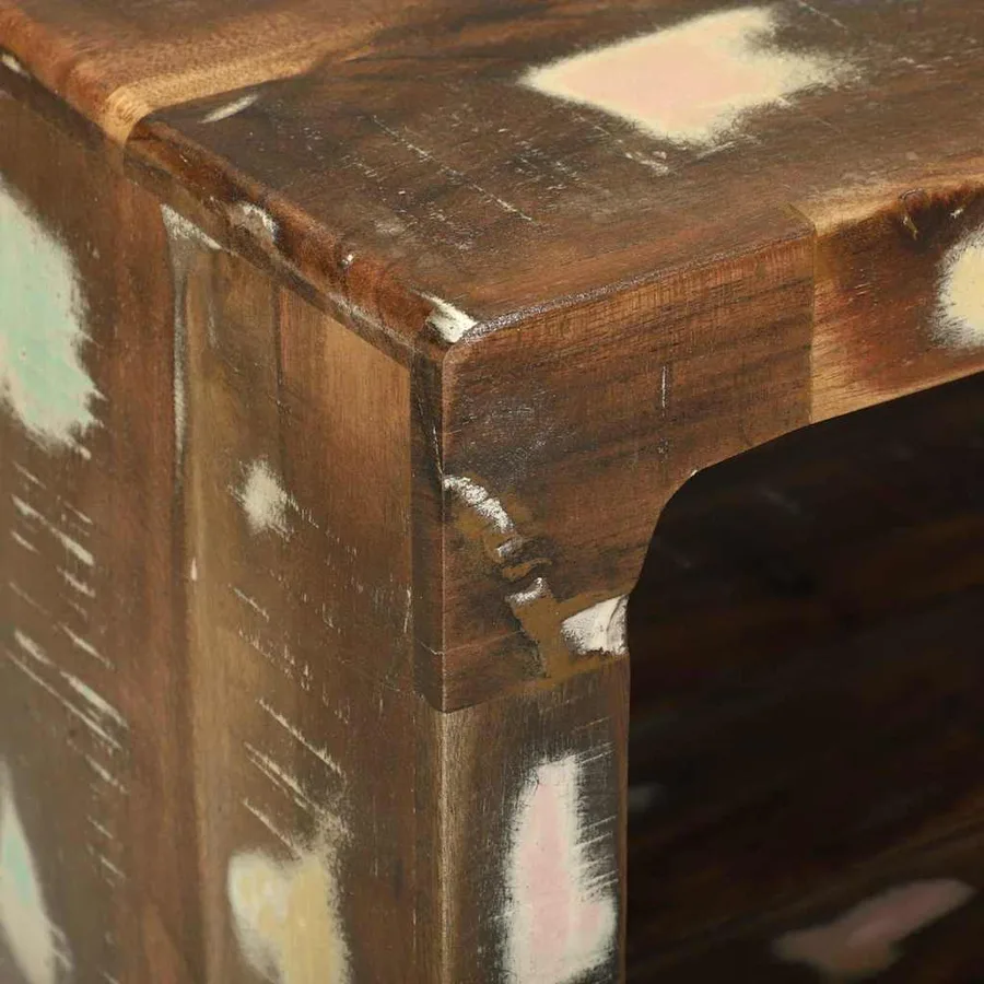 Table basse Multicolore 50 x 50 x 35 cm Bois Recyclé Solide - 7