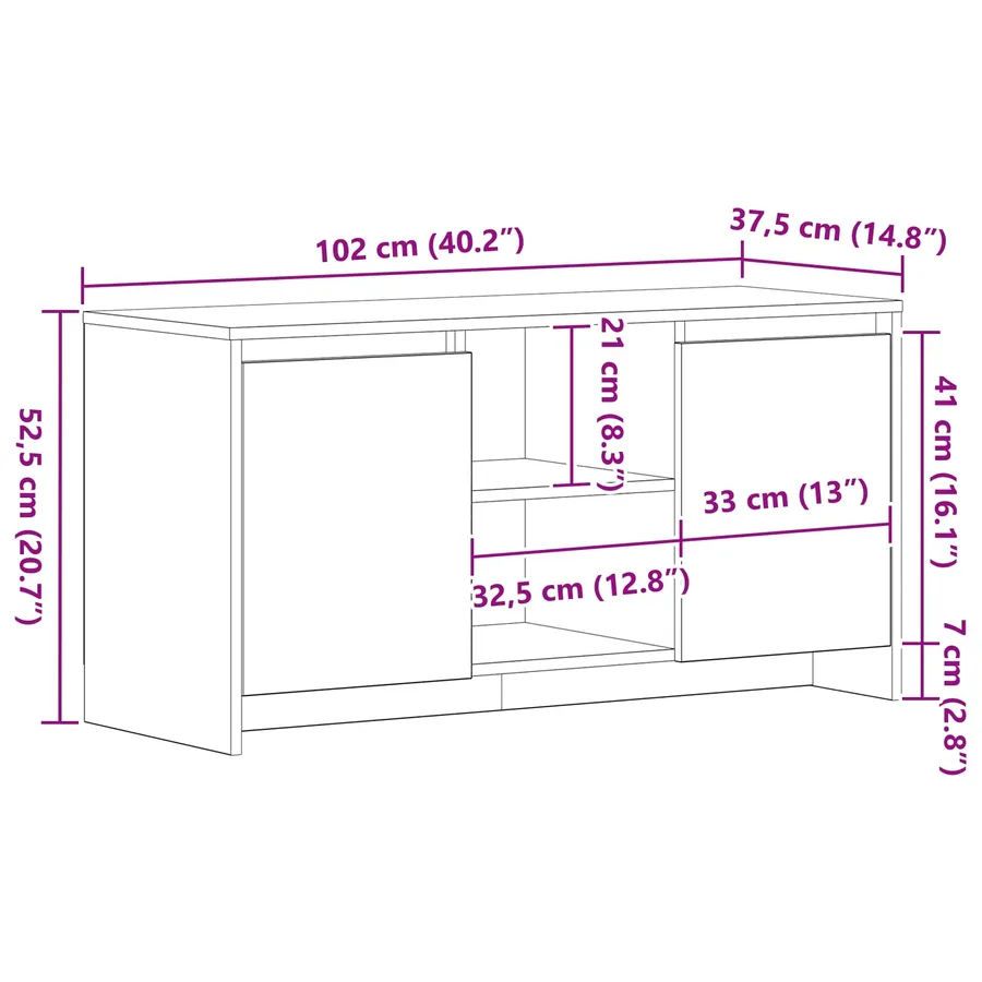 Meuble TV Chêne noir 102 x 37,5 x 52,5 cm Bois d'ingénierie - 12