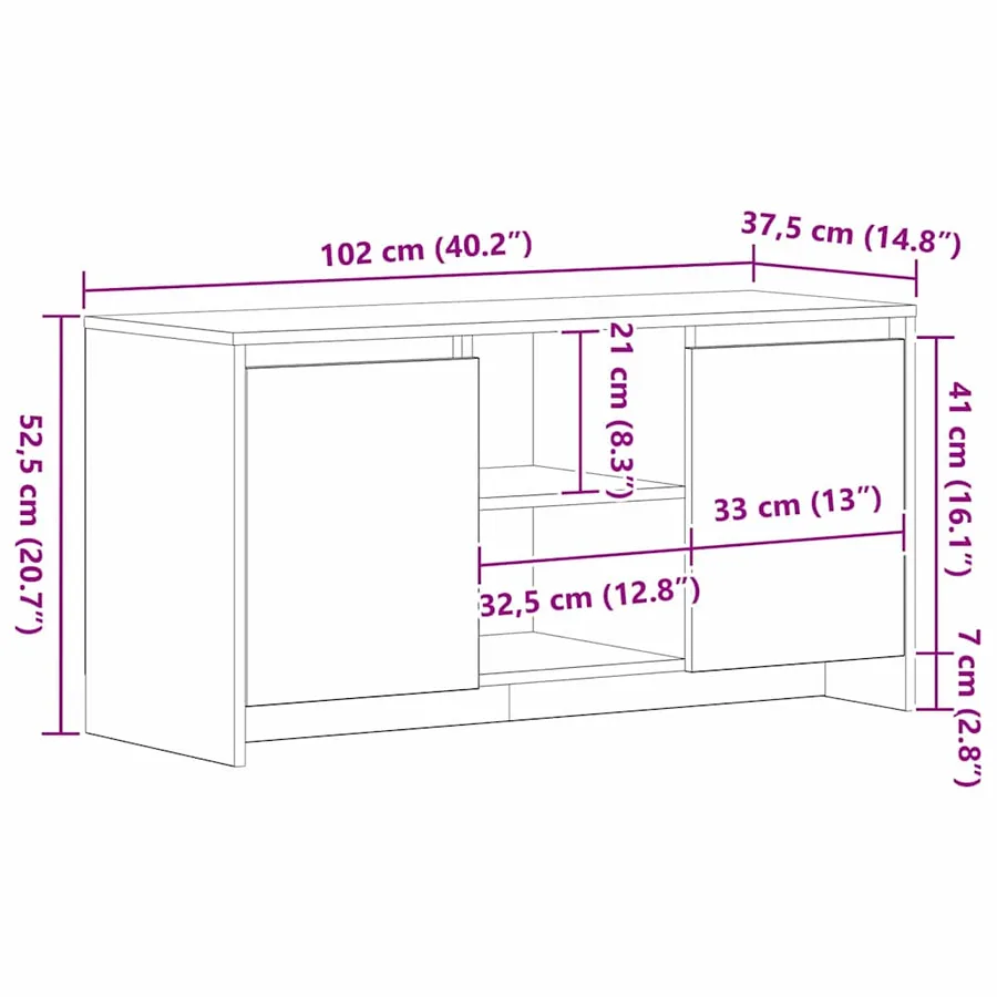 Meuble TV Chêne noir 102 x 37,5 x 52,5 cm Bois d'ingénierie - 13
