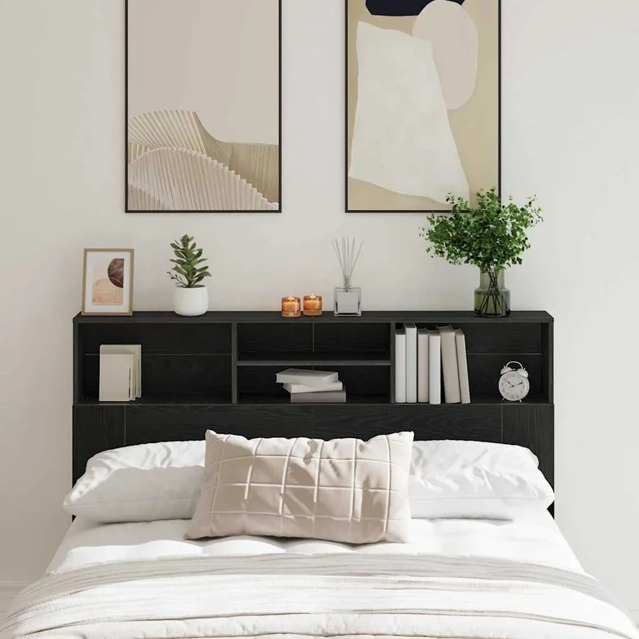 Cabinet de Tête de Lit Chêne noir 160 x 19 x 103,5 cm