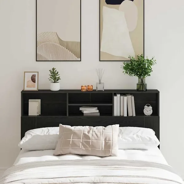Cabinet de Tête de Lit Chêne noir 160 x 19 x 103,5 cm