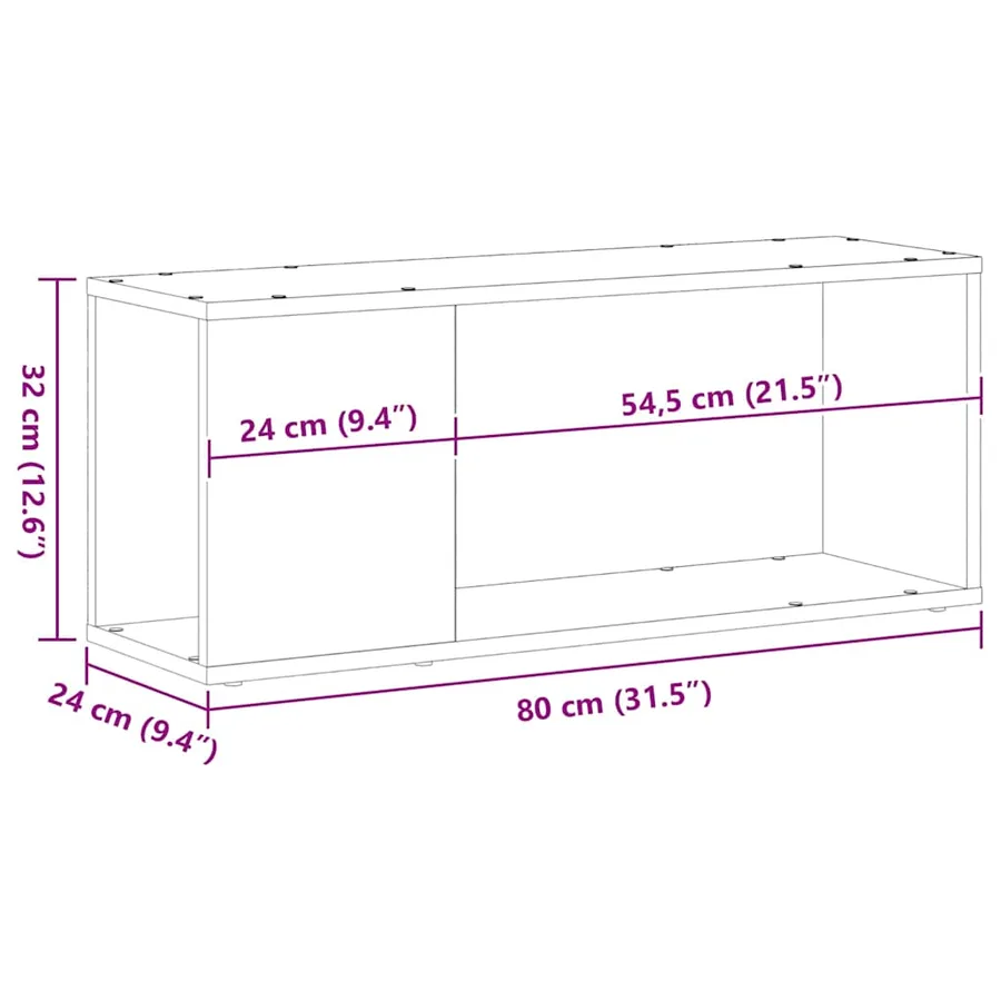 Ensemble meuble TV Chêne noir 80 x 24 x 32 cm Bois d'ingénierie - 10