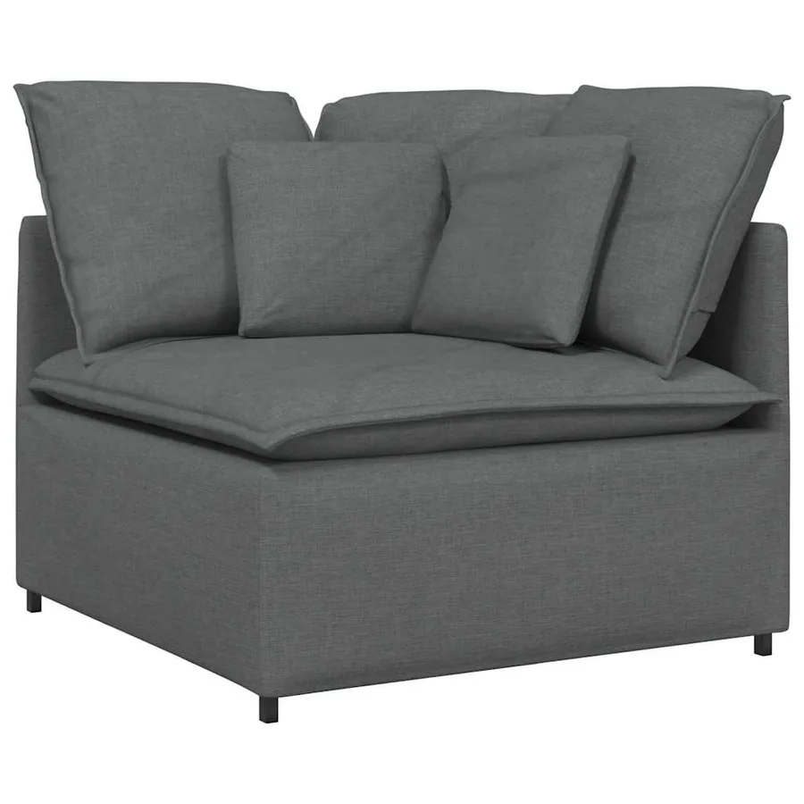 Canapé modulaire et repose-pieds et coussins tissu gris foncé - 3