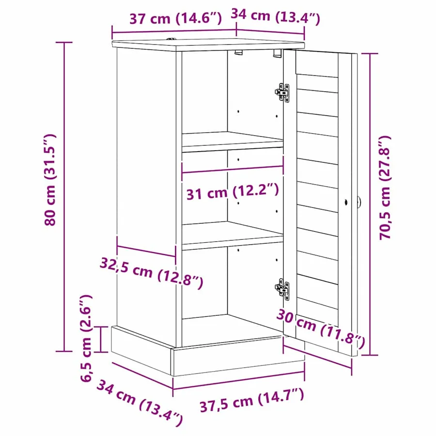 Armoire de salle de bain avec porte VIGO Blanc et Blanc Antique - 12
