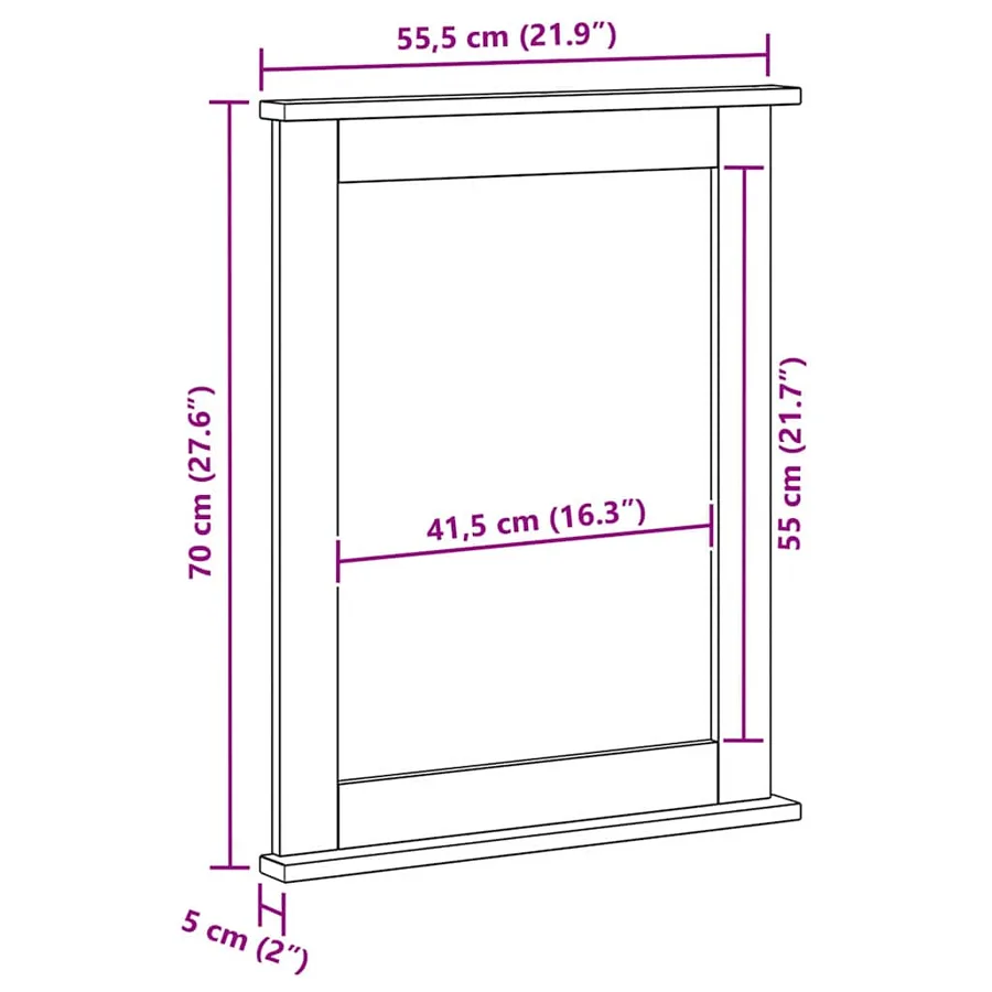 Miroir VIGO Marron miel 55,5 x 5 x 70 cm Bois de pin massif - 8