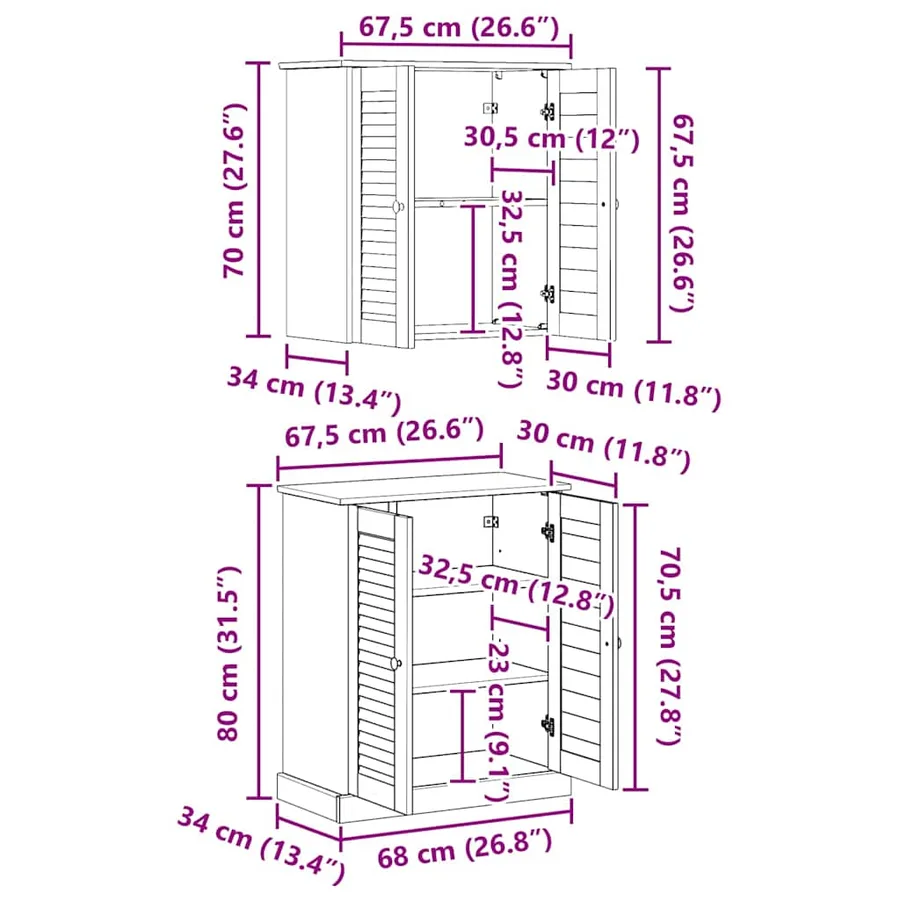 Ensemble de mobilier de salle de bain 2 pcs 67,5 x 34 x 80 cm - 11