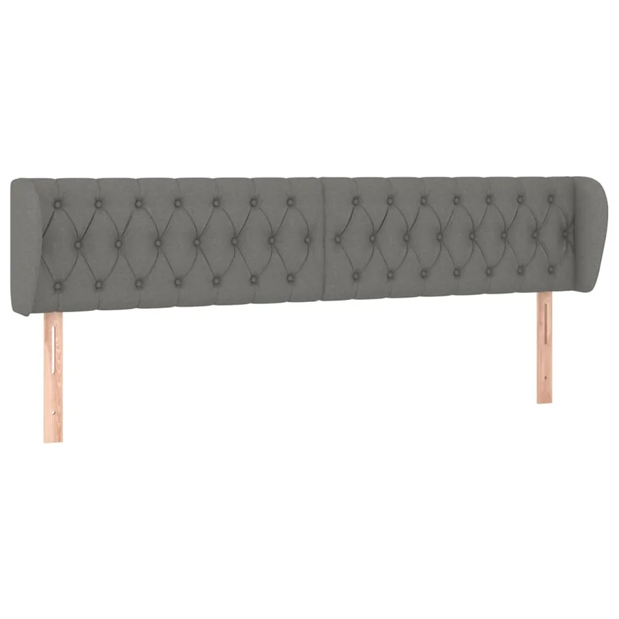 Tête de lit avec oreilles Gris foncé 203x23x78/88 cm Tissu - 2