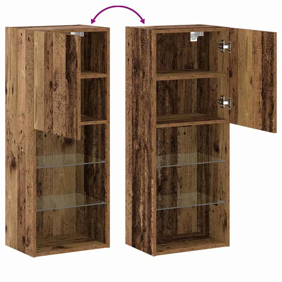Ensemble meuble TV avec LED Bois ancien 40,5 x 30 x 102 cm - 13