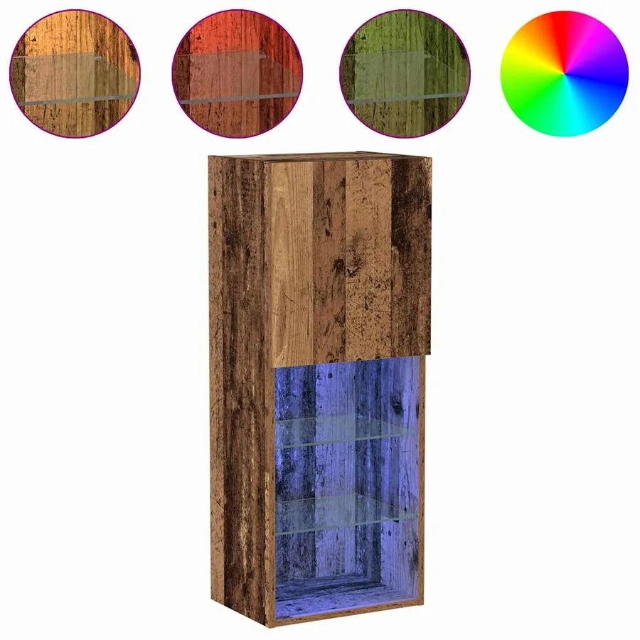 Ensemble meuble TV avec LED Bois ancien 40,5 x 30 x 102 cm - 4