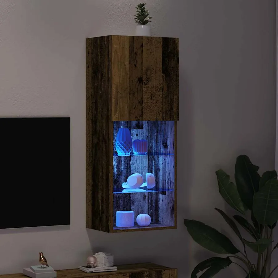 Ensemble meuble TV avec LED Bois ancien 40,5 x 30 x 102 cm - 5