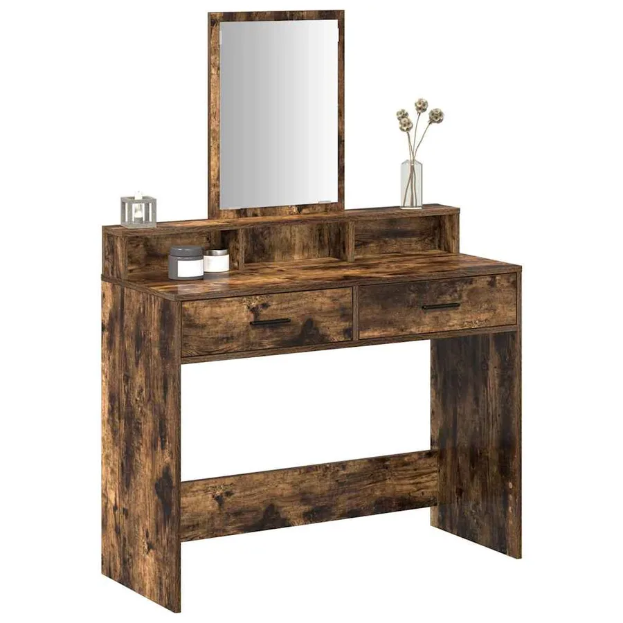 Table de Toilette avec tiroir Chêne fumé 100 x 41 x 140 cm - 3