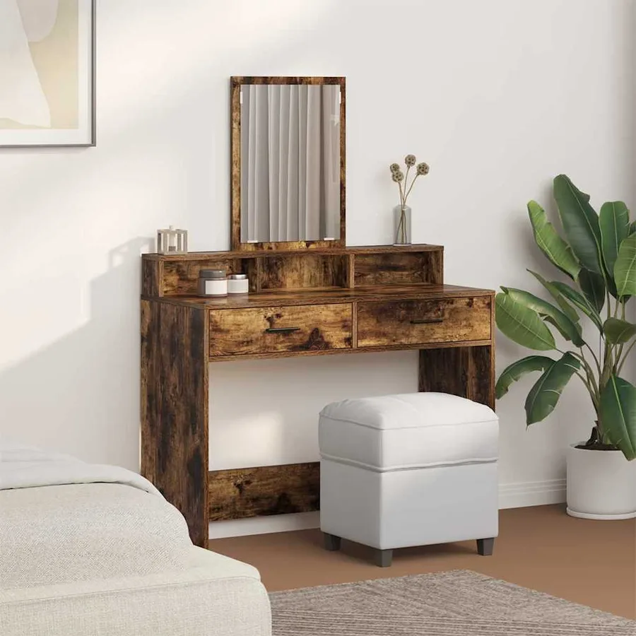 Table de Toilette avec tiroir Chêne fumé 100 x 41 x 140 cm - 4