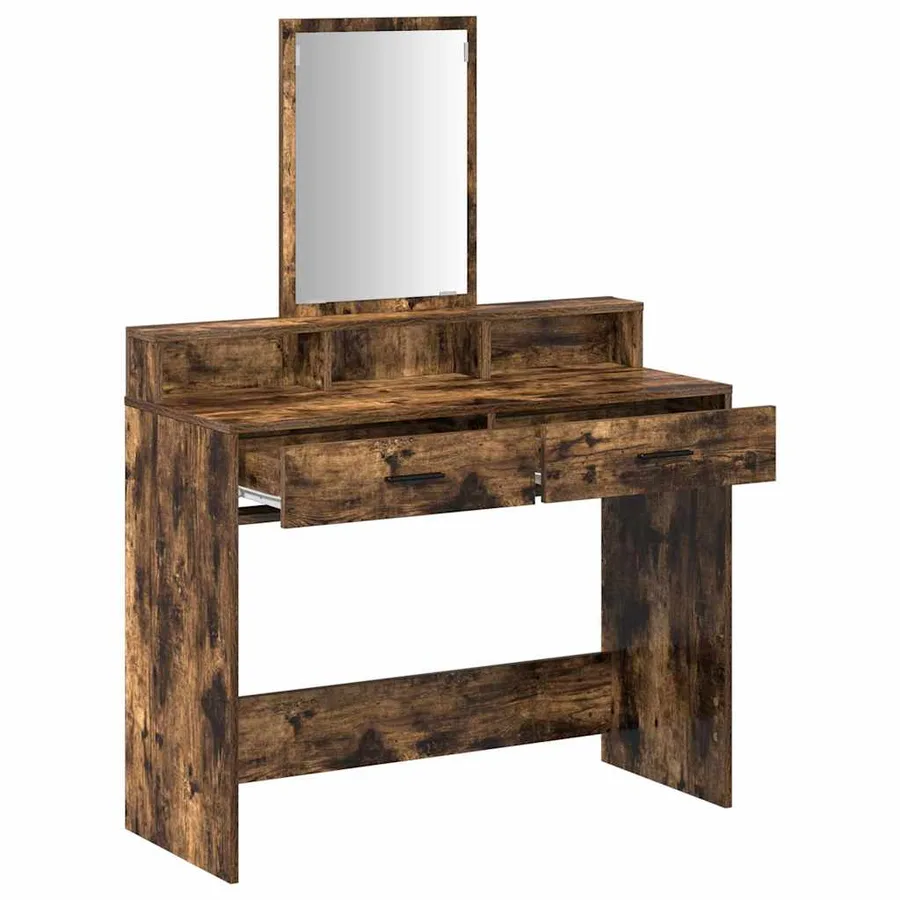 Table de Toilette avec tiroir Chêne fumé 100 x 41 x 140 cm - 5
