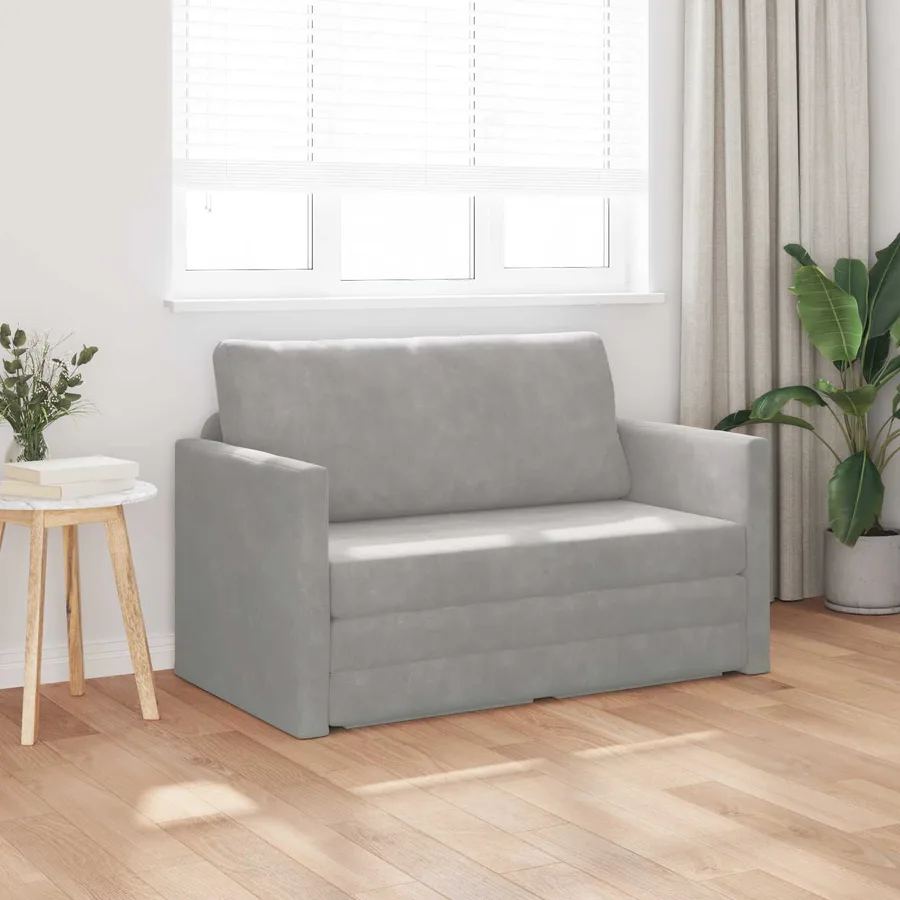 Canapé-Lit Gris clair 124 x 71 x 78 cm Velours - 3