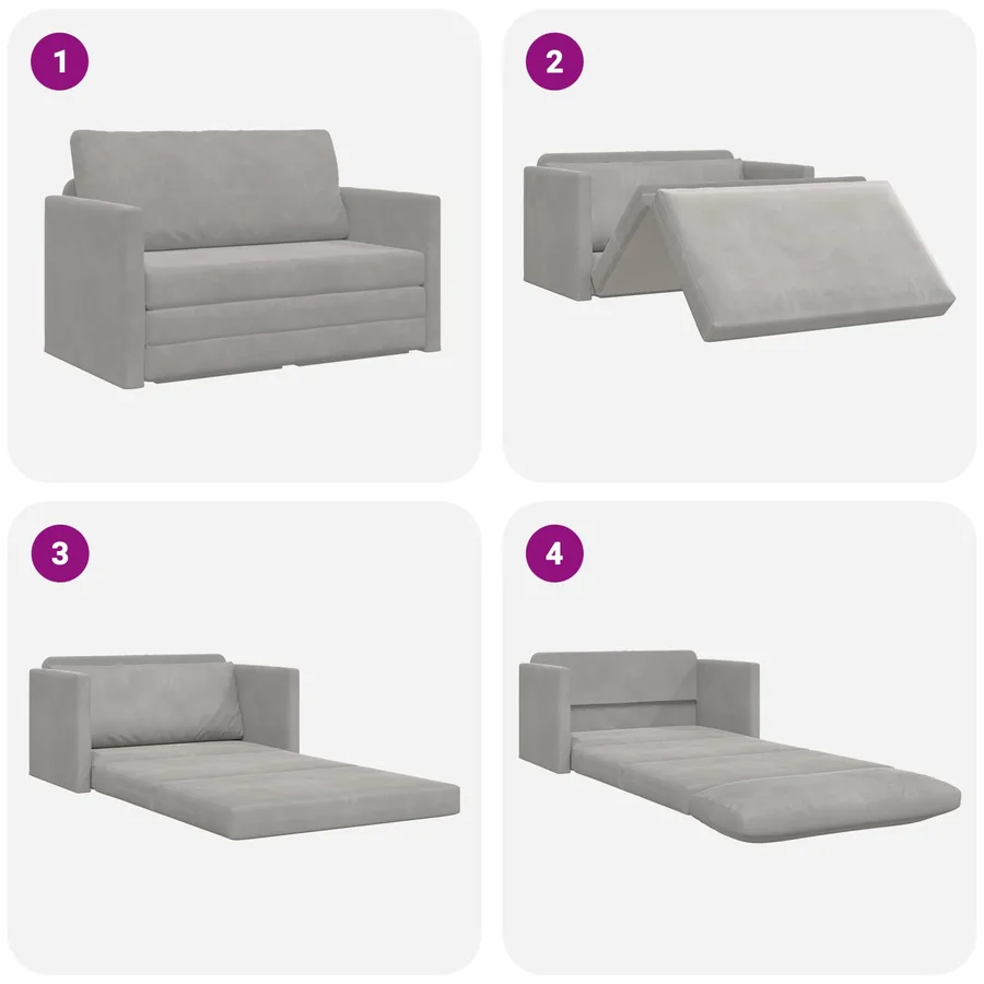 Canapé-Lit Gris clair 124 x 71 x 78 cm Velours - 8