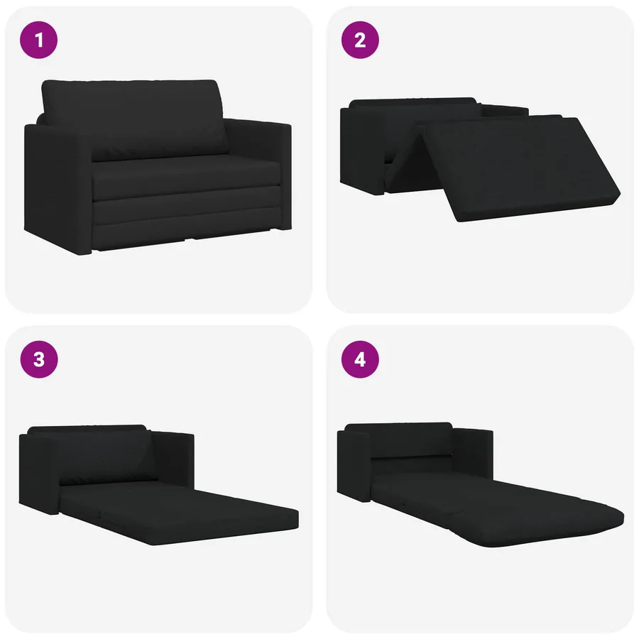 Canapé-Lit 110cm Noir tissu - 8