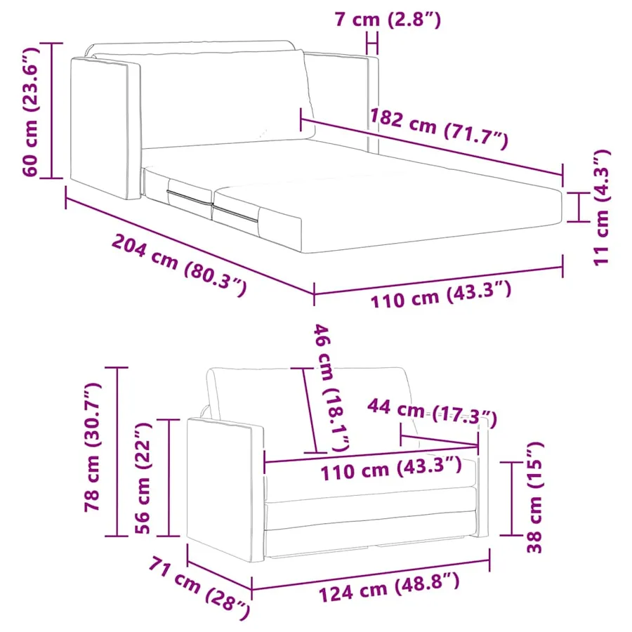 Canapé-Lit 110cm Gris clair tissu - 12