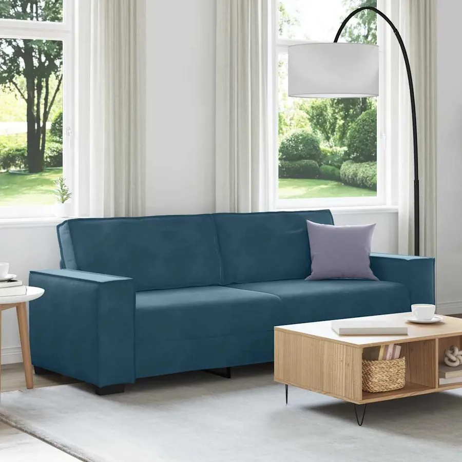Canapé à 3 places Bleu 220x78x84 cm Velours