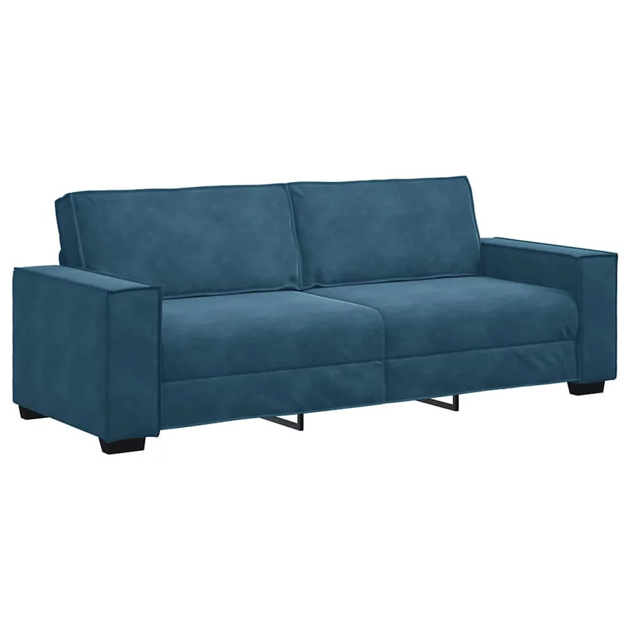 Canapé à 3 places Bleu 220x78x84 cm Velours - 2