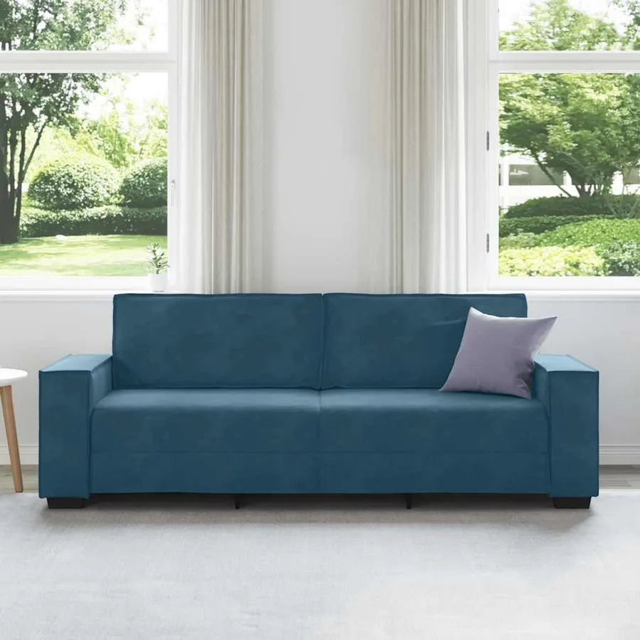 Canapé à 3 places Bleu 220x78x84 cm Velours - 3