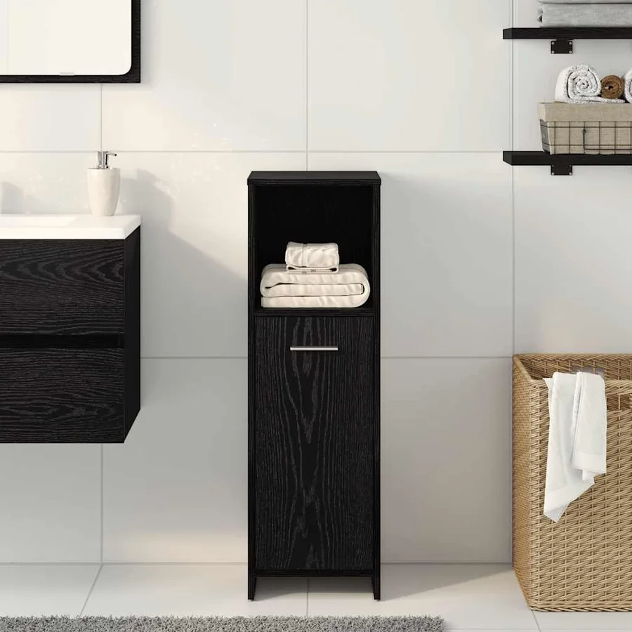Meuble de salle de bain en chêne noir 30x30x95 cm bois d'ingénierie - 3