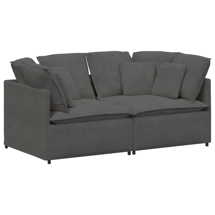Canapé modulable avec coussins velours côtelé gris foncé - 2