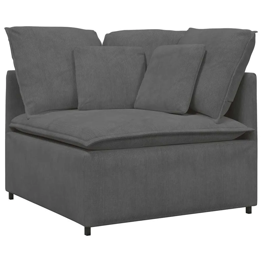 Canapé modulable avec coussins velours côtelé gris foncé - 3