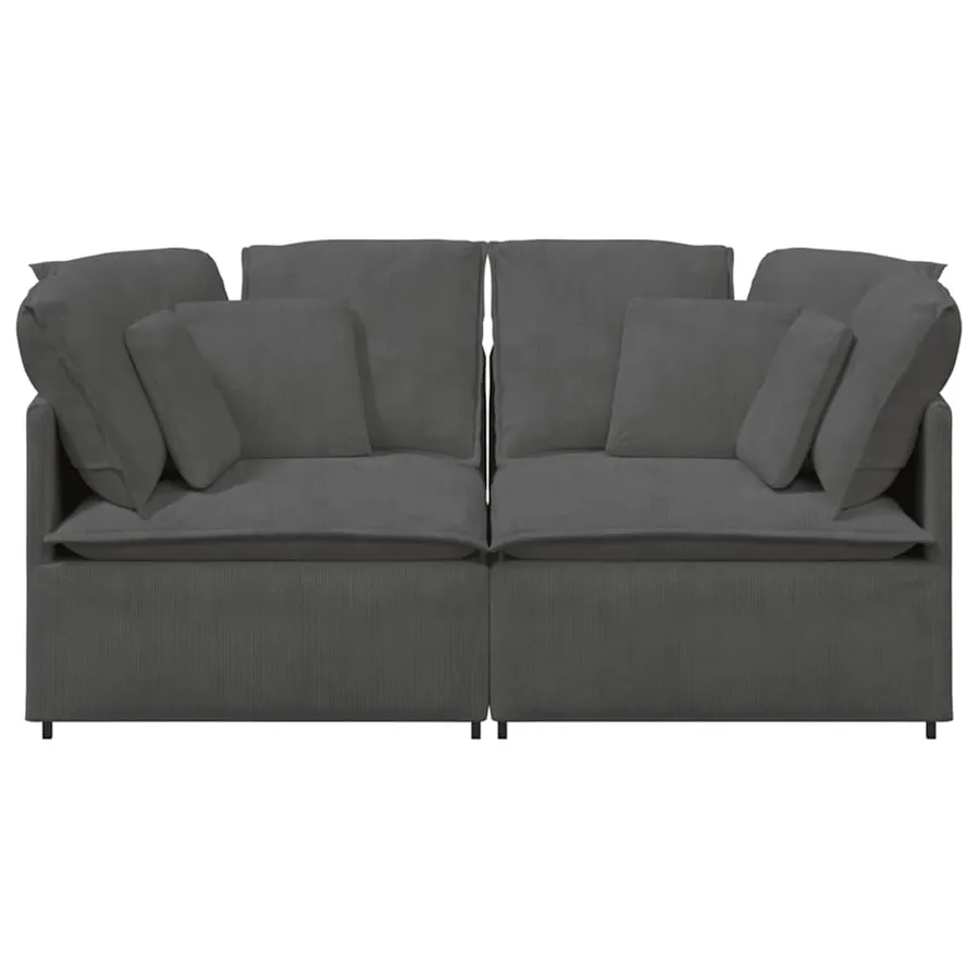 Canapé modulable avec coussins velours côtelé gris foncé - 4