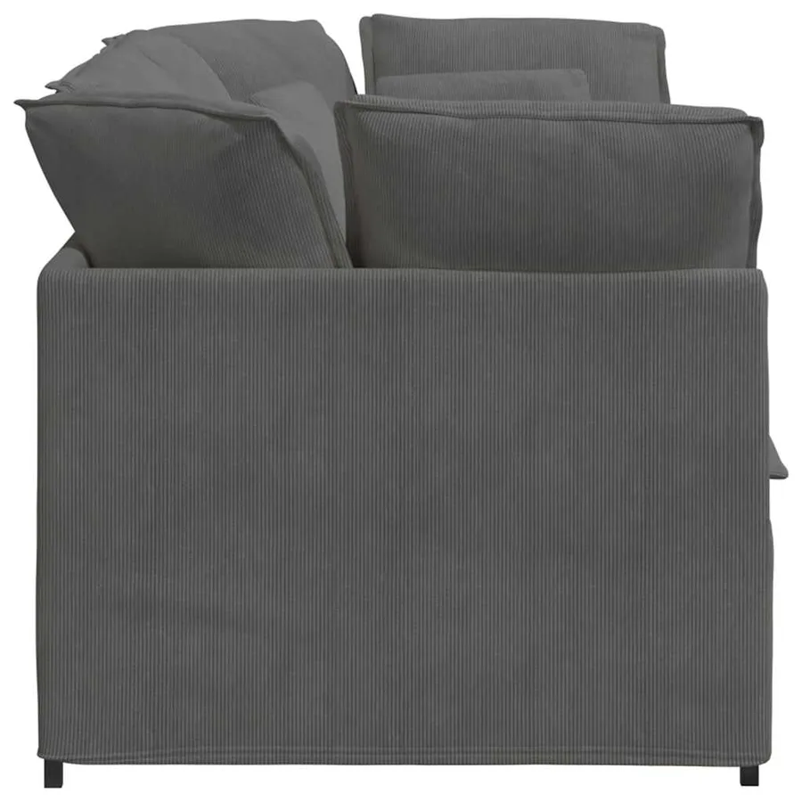 Canapé modulable avec coussins velours côtelé gris foncé - 5