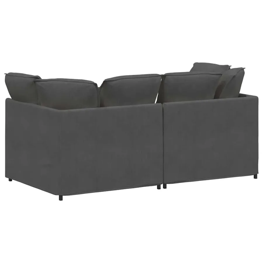 Canapé modulable avec coussins velours côtelé gris foncé - 6