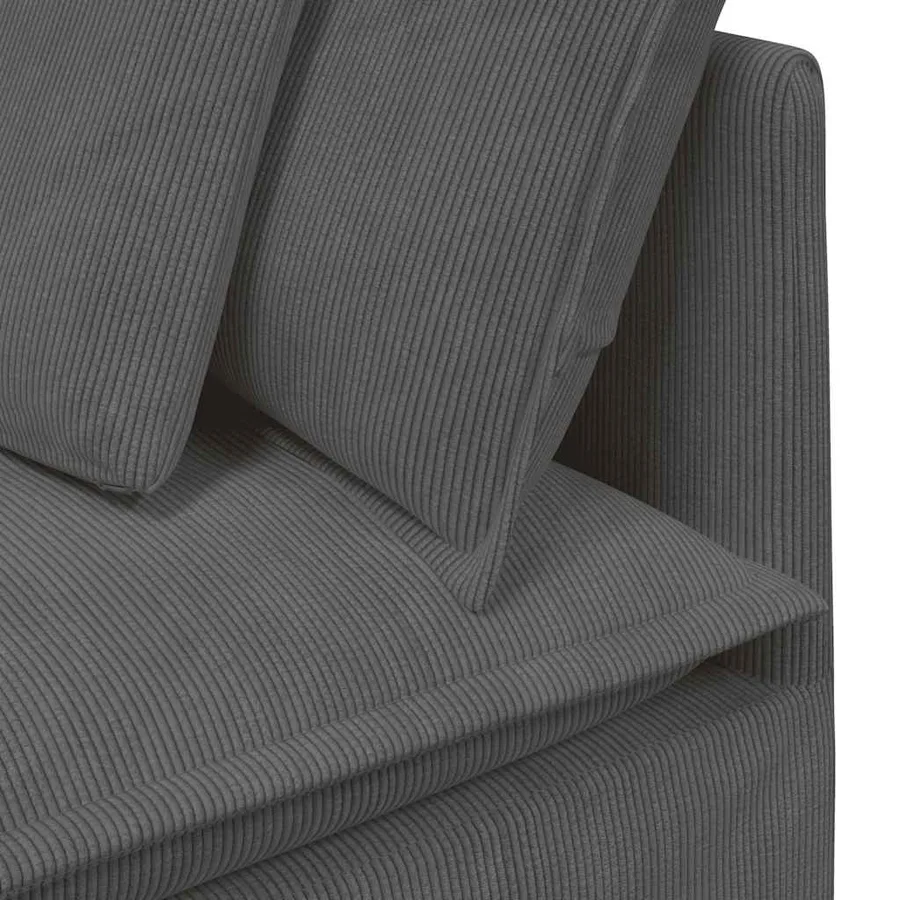 Canapé modulable avec coussins velours côtelé gris foncé - 7