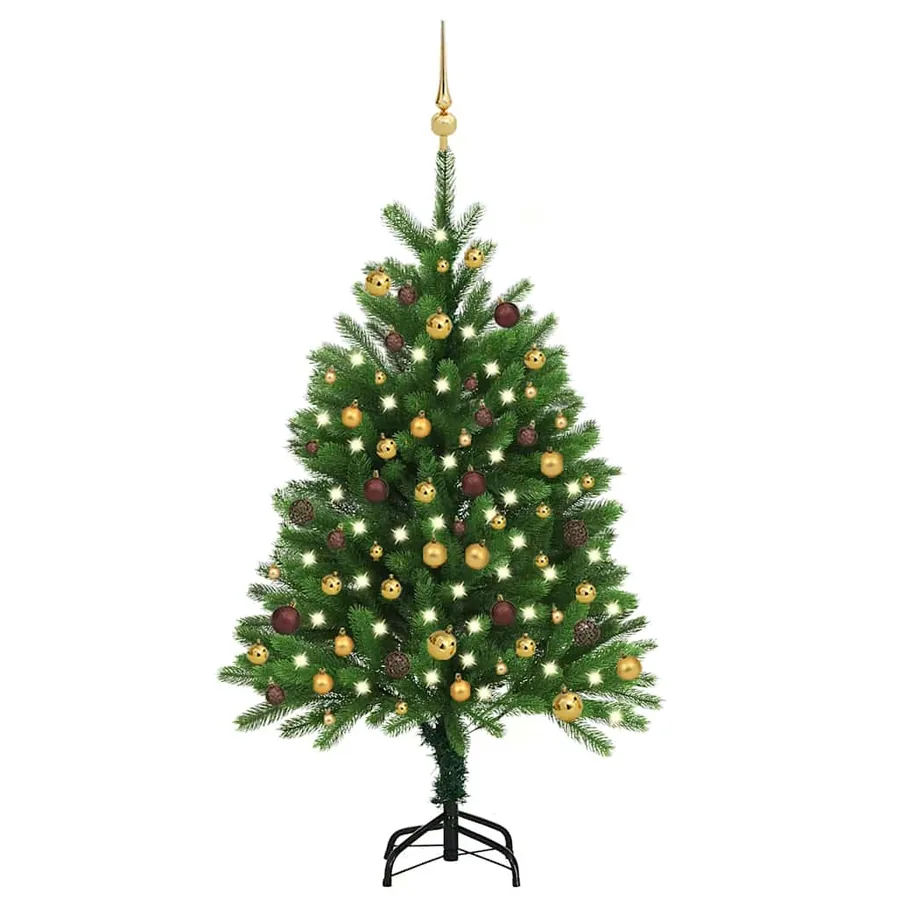 Arbre de Noël artificiel pré-éclairé et boules 120 cm vert