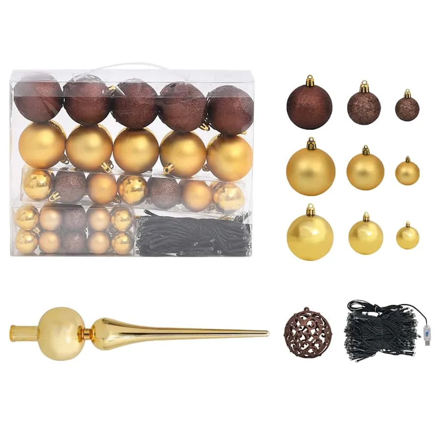 Arbre de Noël artificiel pré-éclairé et boules 120 cm vert - 6