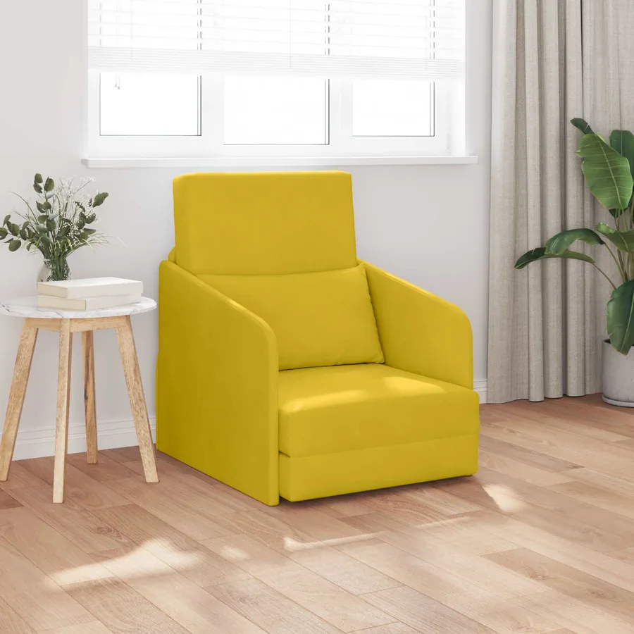 Canapé-Lit Jaune 65 x 80 x 83 cm Velours