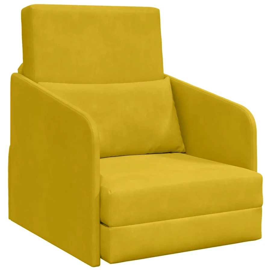 Canapé-Lit Jaune 65 x 80 x 83 cm Velours - 2