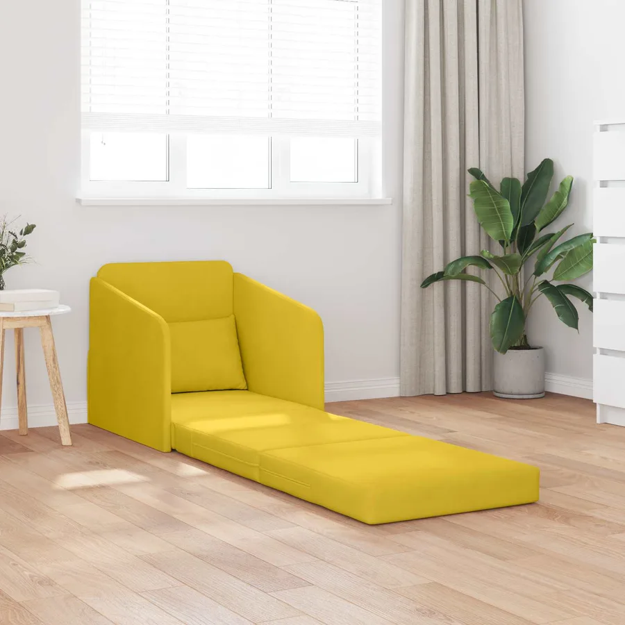 Canapé-Lit Jaune 65 x 80 x 83 cm Velours - 3