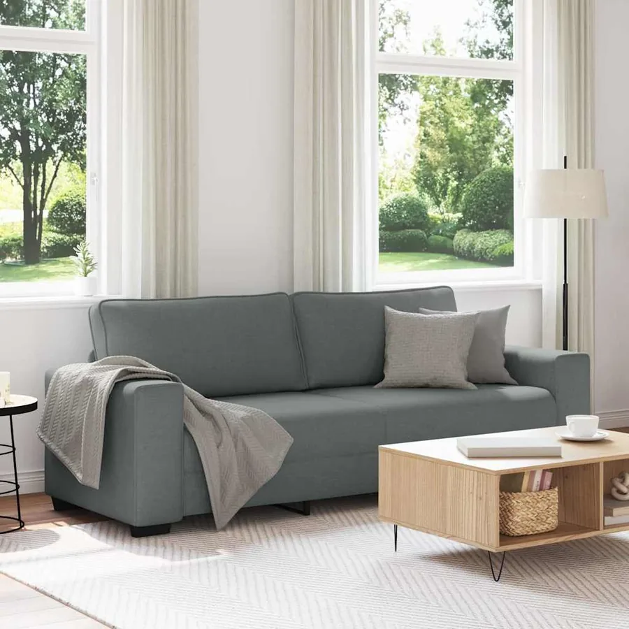 Canapé à 3 places gris foncé 220x77x82 cm tissu