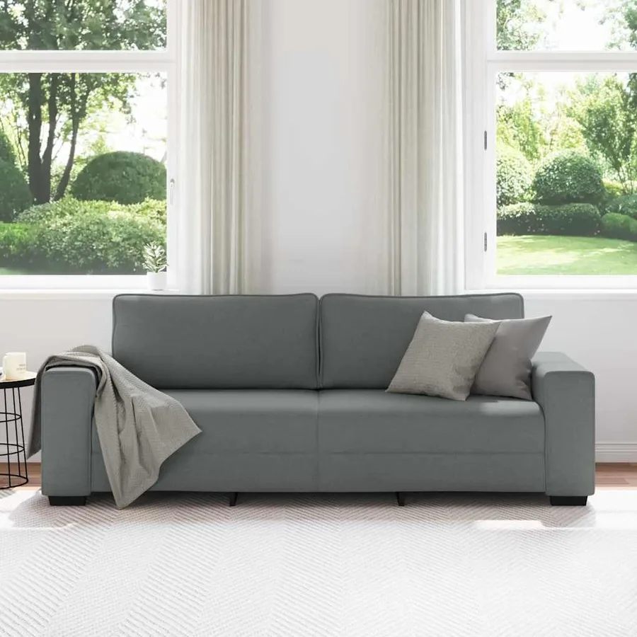 Canapé à 3 places gris foncé 220x77x82 cm tissu - 3