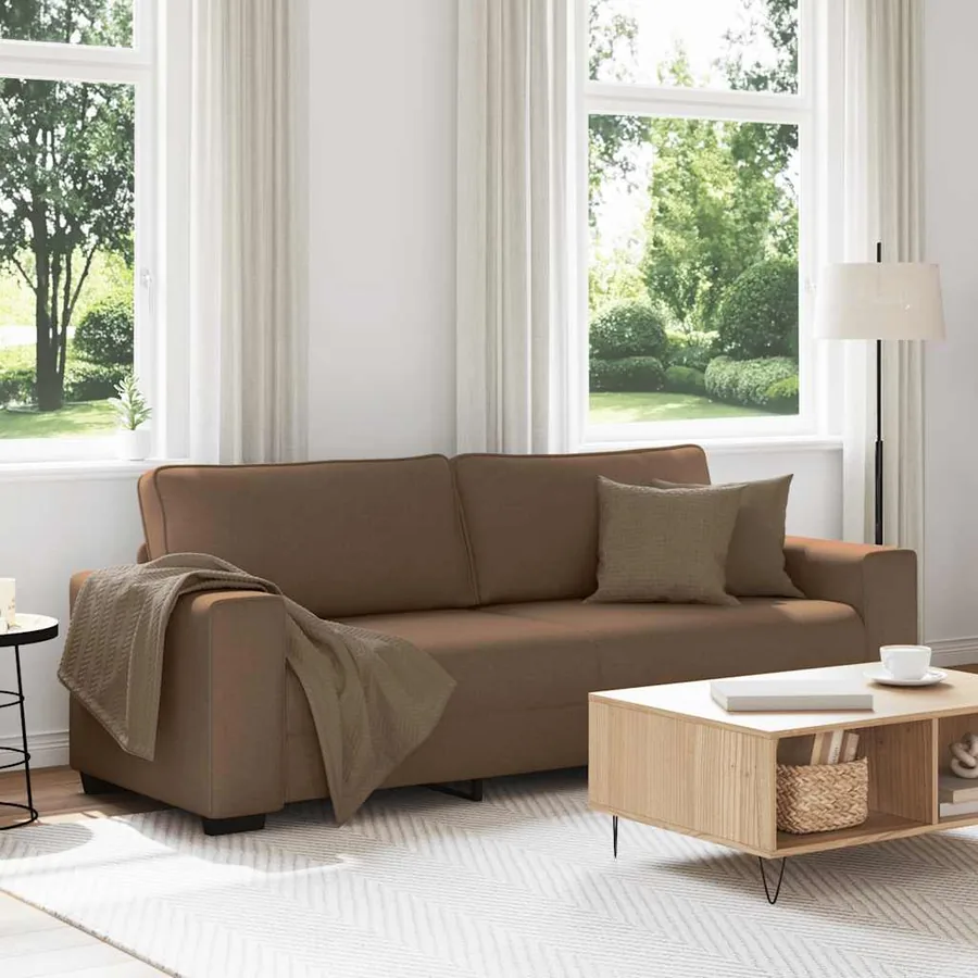 Canapé 3 places marron 220x77x82 cm en tissu