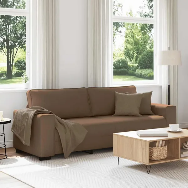 Canapé 3 places marron 220x77x82 cm en tissu